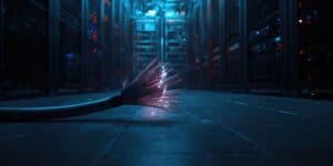 Cable rompu dans une salle de serveur